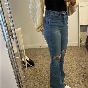 Classic Blue Distressed Women Jeans